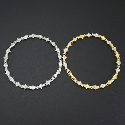Classic Cluster Tennis Bracelet | White Gold