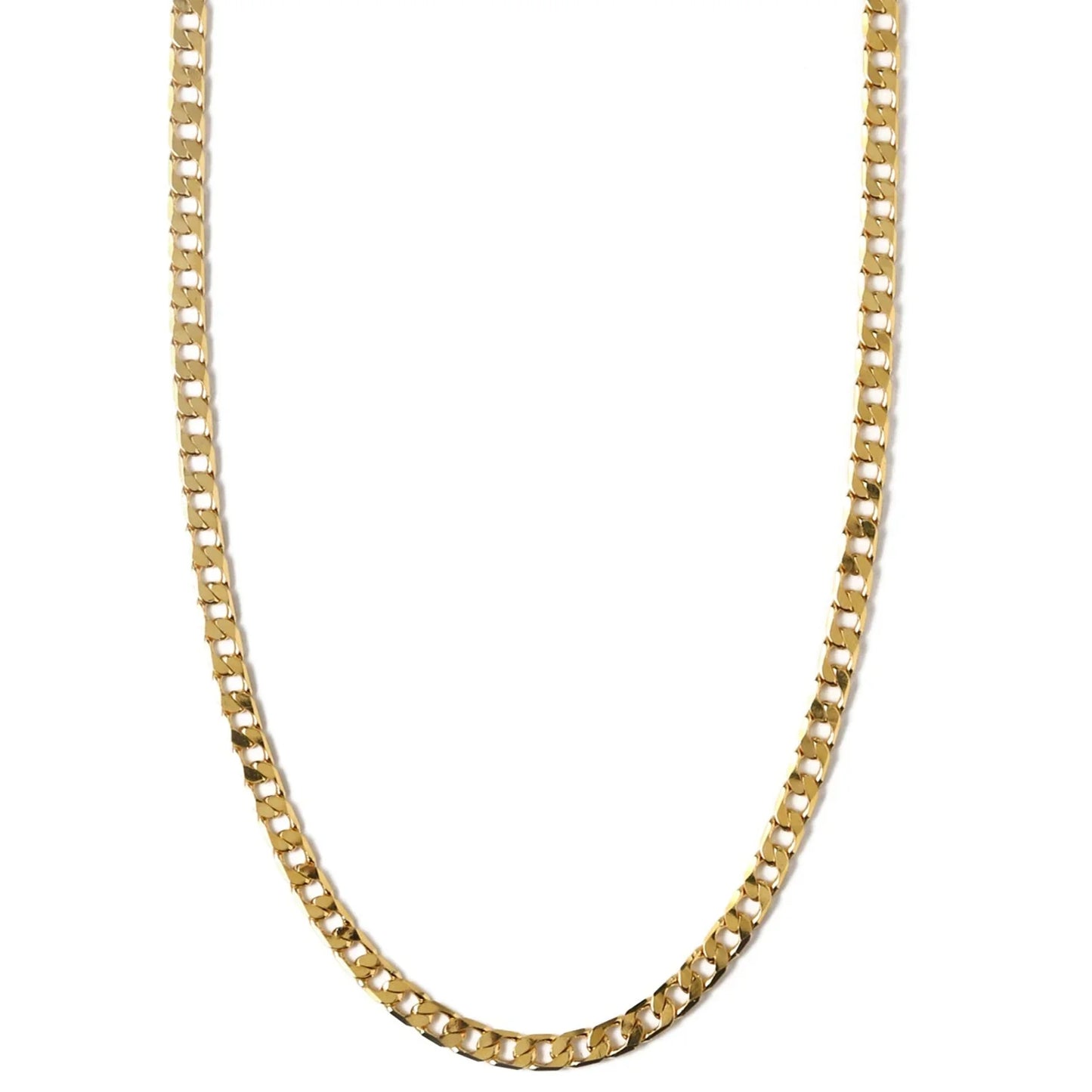Flat Link Curb Chain Necklace | White Gold
