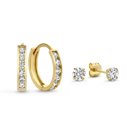 Dara Brillane Stone Earrings Set | Gold