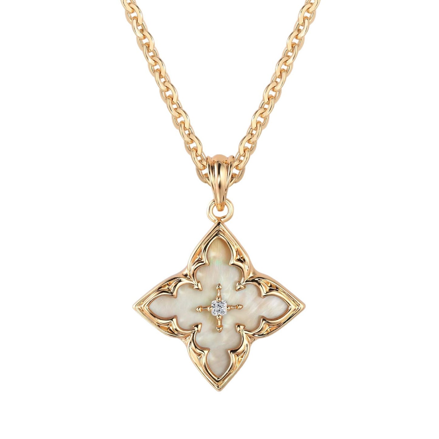 Blue Clover Pendant Necklace | Gold