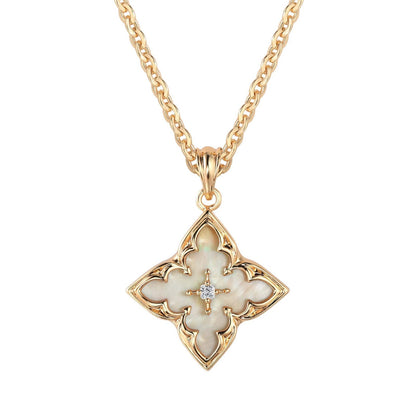 Blue Clover Pendant Necklace | Gold