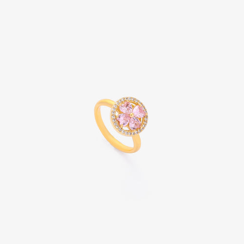 Pink Heart Bloom Spinning Ring | Gold