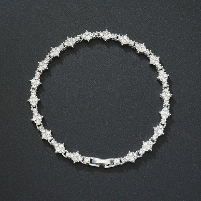 Classic Cluster Tennis Bracelet | White Gold