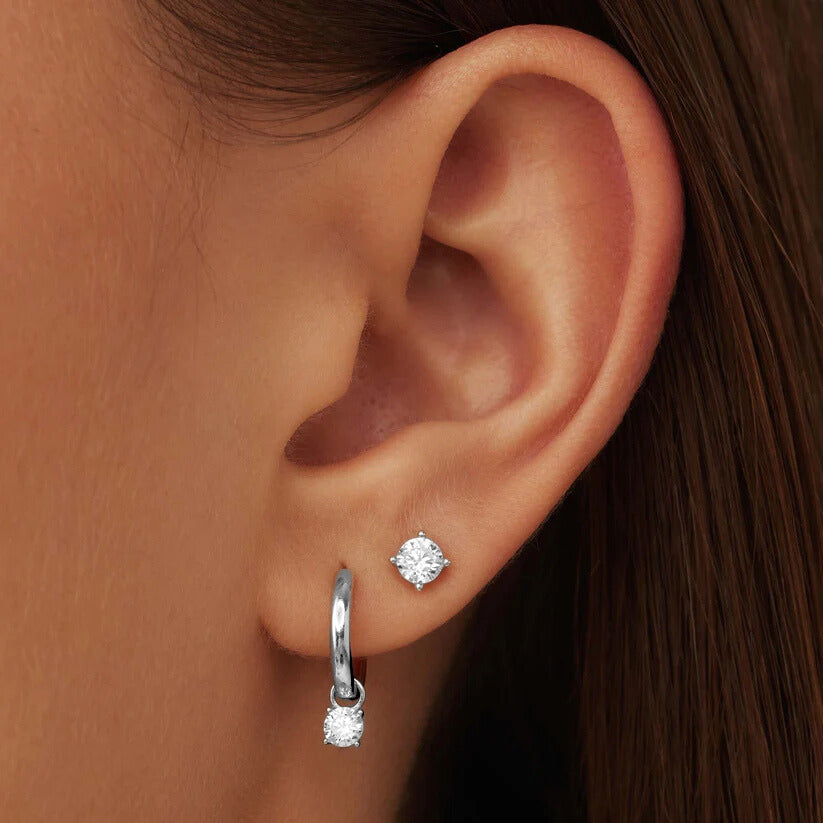 Larmes de Lune Stone Earrings Set | White Gold