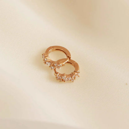 Crystal Cluster Huggies | White Gold