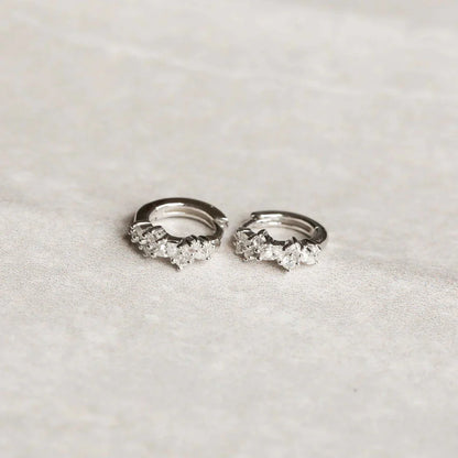 Crystal Cluster Huggies | White Gold