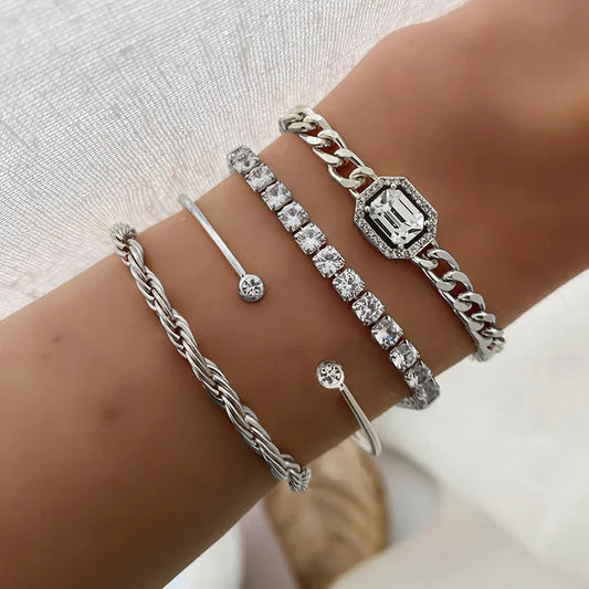 Domitia Calvina Bracelet Set | White Gold